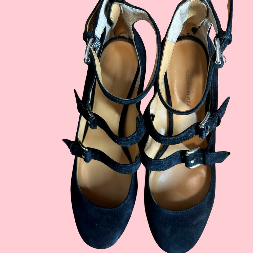 Multi-strap Sueded Mary-Janes
